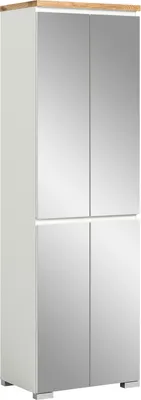 Produktbild von Schuhschrank - Weiß - Nox Eiche Nachbildung - B 60 cm - vier Spiegeltüren