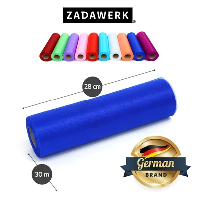 Produktbild von ZADAWERK® Organza - 30 m x 28 cm - Blau - 1 Rolle - Deko - Meterware Organzastoff - Tischläufer, Geschenk-Schleife, Stola, Accessoire