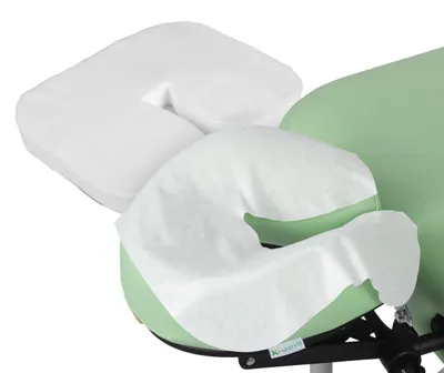 Produktbild von Habys Einwegauflage für die Kopfstütze der Massageliege, Nasenschlitztücher,  Kopfstützenbezug, Unterlage, U Form, 100 Stück, 27x35cm