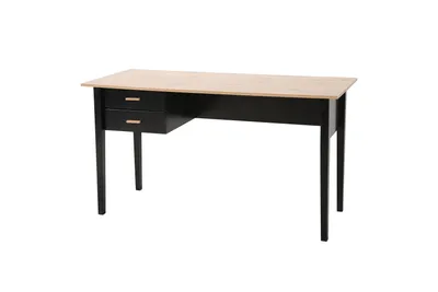 Produktbild von Möbilia Schreibtisch | mit 2 Schubladen | MDF und Heveaholz | B 140 x T 60 x H 75 cm | 28020051 | Serie SCHREIBTISCH