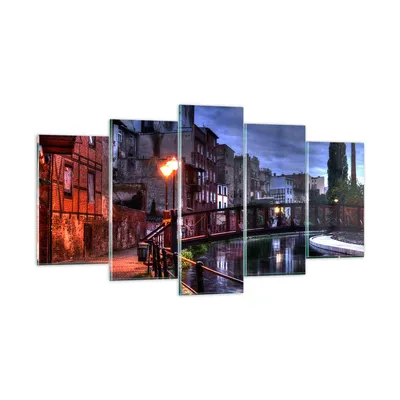 Produktbild von Bilder auf glas - Architektur Altstadt Stadt Fluss - 160x85cm - Glasbilder - Wandbilder - Kunstdruck - zum Aufhängen bereit - Wanddekoration aus Glas - Glas Bilder - Wandbild auf Glas - GEA160x85-0500