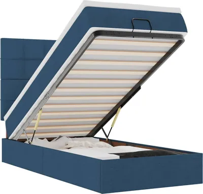 Obrázok produktu pre vidaXL Osmanská posteľ s matracom modrá 90x190 cm látka