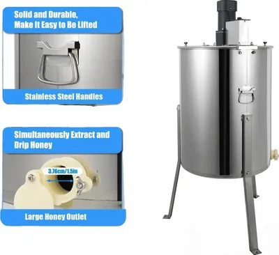 Produktbild von Honigschleuder, 4-Rahmen-Kapazität, Edelstahlkonstruktion, Silber
