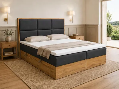 Produktbild von KSHOMECONCEPT Boxspringbett Loly 180x200 cm H4 Taschenfederkern Anthrazit, KI-generiertes Bild