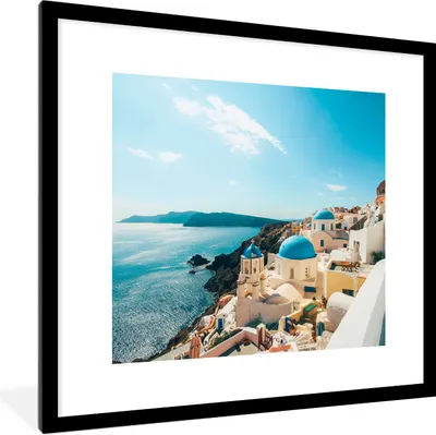 Produktbild von MuchoWow® Gerahmtes Poster Nachmittag in Santorini Griechenland 40x40 cm - Poster mit Schwarzem Bilderrahmen Wandposter Rahmen Foto Bilder - Poster - Plakat im Rahmen