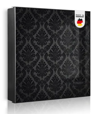 Produktbild von banjado Schlüsselkasten aus Metall, 30x30cm groß mit 32 Haken, als Magnettafel nutzbar, Korpus schwarz, Anschlag rechts, Black Deluxe [SKG1 10199]
