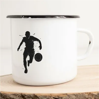 Produktbild von Huuraa Emaille Tasse Basketballer Geschenk Kaffeebecher Vintage 300ml Basketballer Präsent