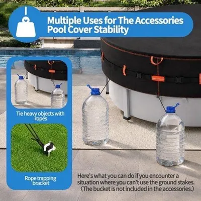 Productafbeelding van Zwembadafdekking Ronde 457 cm - Waterdicht 145G PolyurethanOxford - Zwart - Voor Bovengrondse Zwembaden