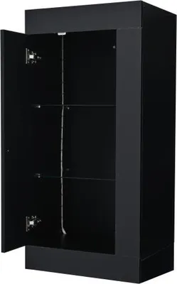 Produktbild von Schwarz Vitrine 50x40x180 cm Mit LED Standvitrine Wohnzimmerschrank Stauraumvitrine Buffet Highboard