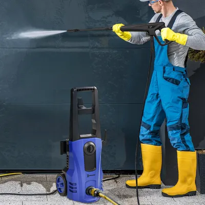 Image de Nettoyeur haute pression 1800 W, kit d'accessoires 5 pièces, buse réglable 0-75°, couleur bleue | 150 bars | 510 litres/heure | 35x27x78 cm