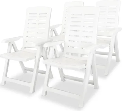 Produktbild von "im Angebot" Garten-Liegestühle 4 Stk. - bis 150 kg - Kunststoff Weiß - Stapelsessel CC1867