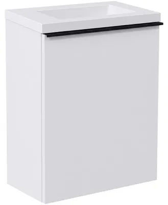 Zdjęcie produktu dla CERANO – Szafka pod umywalkę do toalety Zola – biała matowa + umywalka z marmuru lit. – biała matowa – 40 x 55 x 23,5 cm