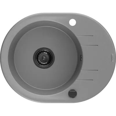 Obrázek produktu pro Mexen Kevin 1-miskový granitový dřez s odkapávačem 586 x 458 mm, Šedá, sifon Černá - 6517581005-71-B