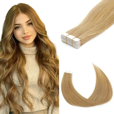 Image de Extensions de cheveux à ruban - 100% cheveux naturels, 55 cm, couleur 27