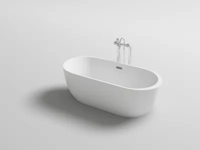 Produktbild von PureHaven freistehende Luxus Acryl-Badewanne 170x80 cm elegant inkl. Siphon Überlaufschutz leicht zu pflegende Oberfläche extra starker Rahmen Weiß