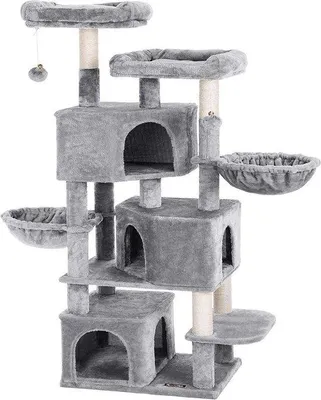 Produktbild von Kattengeschossbaum mit 3 Kletterhöhlen - 164 cm - Katzenhaus - Krabbaufbau - Kletterbaum
