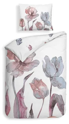 Productafbeelding van Heckettlane dekbedovertrek Zeljko - 155x220 cm – Katoensatijn – Hoogwaardige beddengoed met motief – Zacht – Ademend en huidvriendelijk – Inclusief kussensloop van 80x80 cm – Wit