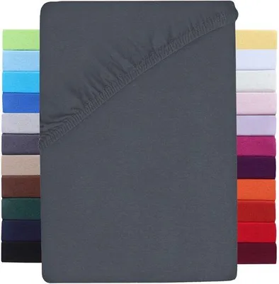 Productafbeelding van Ibenzoa® Ademende stretchlaken voor boxspring- en waterbedden, katoenmix (5% elastaan), antraciet, 180×200–200×220 cm, hoogte tot 40 cm
