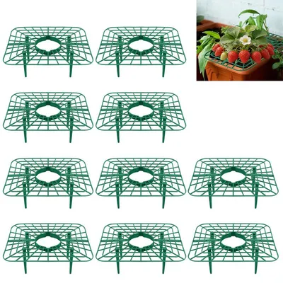Produktbild von Erdbeerstützen quadratisch 10er Set – Verstellbare Erdbeergitter Kunststoff | Fruchtreifer Pflanzenschutz für Garten Hochbeet Gewächshaus