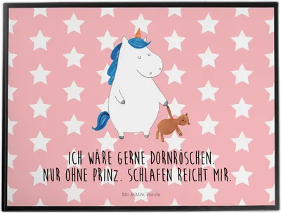 Produktbild von Mr. & Mrs. Panda Schreibunterlage Einhorn Teddy - Rot Pastell - Geschenk, Unicorn, Tischunterlage, Unterlage Schreibtisch, schreibtischunterlage, tischschutz, Gute Nacht