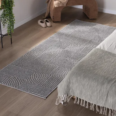 Produktbild von Volero - Teppich Läufer - Hidde 3D Circles Grau - 80x180cm - Wohnzimmer, Esszimmer, Schlafzimmer, Küche - Modern, Skandinavisch