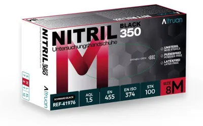 Produktbild von Altruan Nitril 350 Black, Einmalhandschuhe, schwarz - 100 Stück - Größe M | Packung (100 Stück)