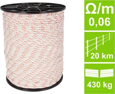 Produktbild von AVERDE Weidezaunseil HQ, weiß / orange, Ø 5,5 mm, 0,06 Ohm/m, 500 m