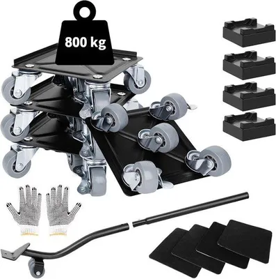 Produktbild von Famanu Möbeltransportrollen Set, 4 Stück, 5 Räder, 360° drehbar, Tragkraft bis 800 kg, Möbelroller für schwere Möbel