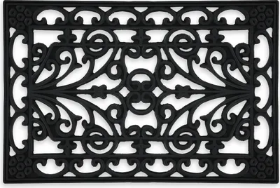 Produktbild von Relaxdays Fußmatte Gummi, 40 x 60 cm, rutschfest, wetterfest, Türvorleger innen & außen, Fußabtreter Ornamente, schwarz