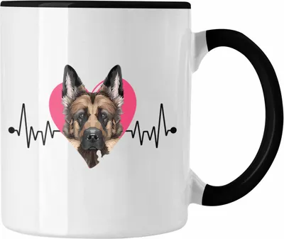 Produktbild von Trendation - Schäferhund Besitzer Tasse Geschenk Lustiger Spruch Geschenkidee Herzschlag Schäferhund (Schwarz)
