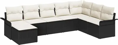 Immagine prodotto di vidaXL Set di divani da giardino con cuscini 8 pezzi in polirattan nero