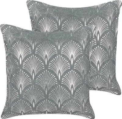 Obrázek produktu pro BELIANI Sada 2 dekorativních polštářů bílé/modré bavlna 45 x 45 cm květinový vzor ručně vyrobený snímatelný potah boho styl