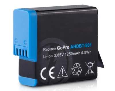 Produktbild von Power Li-Ion Akku 1250mAh für GoPro Hero (2018) Hero 5 / 6 / 7 / 8 Black, AHDBT-801, AHDBT-701, AHDBT-501, AABAT-001