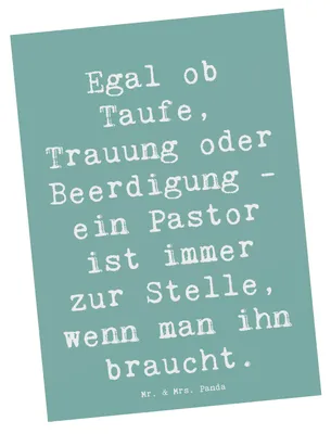 Produktbild von Mr. & Mrs. Panda Postkarte Spruch Pastor Begleiter - Meeresbrise - Geschenk, Ansichtskarten, Postkarten, Berufsalltag, Beerdigung, geistlicher Ansprechpartner, Grußkarte