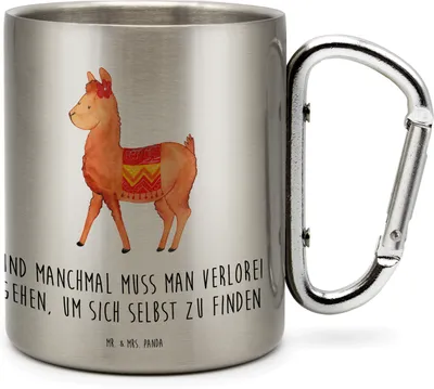 Produktbild von Mr. & Mrs. Panda Thermobecher Alpaka Stolz - Transparent - Geschenk, Isolierbecher, Teetasse, Metallbecher, Lama, Edelstahlbecher, Edelstahl-Thermobecher