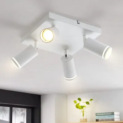 Image de ZMH LED Plafonnier noir Spot de plafond 4 flammes GU10 orientable Spots de plafond en métal pour couloir salon chambre à coucher, sans ampoules