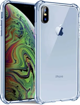 Image de Smartphonica iPhone
  X/Xs étui en silicone transparent antichoc avec bumper - Bleu