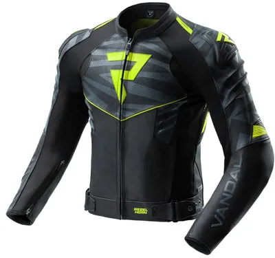 Produktbild von Rebelhorn Vandal 2 Motorrad Lederjacke, schwarz/grau/gelb, 54