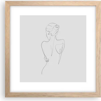Produktbild von Gerahmtes Poster - Rahmen in heller Eiche - Körper Frau Zeichnung - 30x30 cm - Wand Bild - Wanddeko - Wandbilder - Kunstposter - Wandposter - Bilderrahmen - Bilder - Kunstdruck - P2NAC30x30-4651