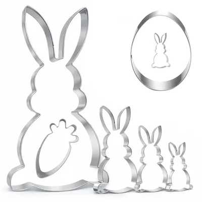 Produktbild von 7-teiliges Osterkeksform-Set, Hasenform aus Edelstahl, Ostereierform für Osterkekse