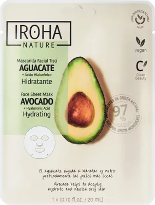 Obrázek produktu pro Iroha Nature Přírodní maska Avokádo s kyselinou hyaluronovou 1 U