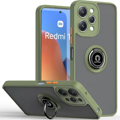 Produktbild von Hülle für Xiaomi Redmi 12 Ring Halter Ständer Matte Transluzent TPU Bumper Stoßfest Schutzhülle Grün