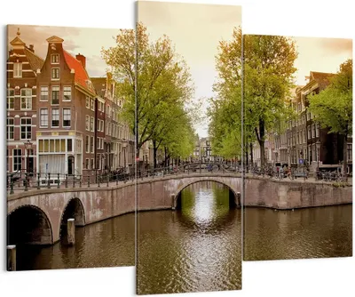 Produktbild von Bild auf Leinwand - Leinwandbild - Kanal Wasser Amsterdam Fahrrad - 130x100cm - Wand Bild - Wanddeko - Leinwanddruck - Bilder - Kunstdruck - Leinwand bilder - Wandkunst - CB130x100-2697