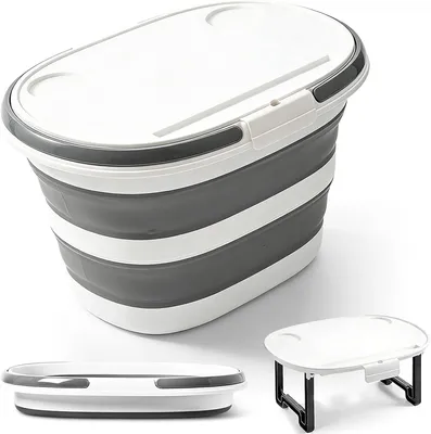 Image de Seau pliable de 16 litres, avec couvercle, en silicone, pour le camping