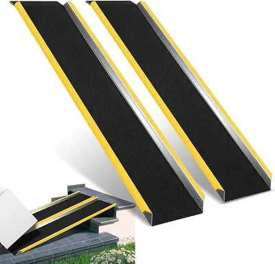 Zdjęcie produktu dla 2 sztuki rampy wjazdowej, antypoślizgowa powierzchnia załadunkowa, rampa do załadunku pojazdów o udźwigu do 600 kg, aluminiowa rampa do załadunku samochodów, rampy wjazdowe do motocykli, kosiarek, przyczep, traktorów, długość 118 cm