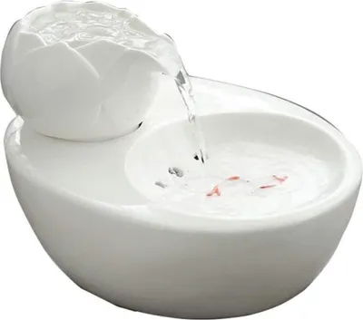 Produktbild von katzenbrunnen keramik Pet Wasserspender - Lotus Vertikale katzen trinkbrunnen - automatische Zirkulationsfilter Wasser Gesundheit und Hygiene Bottom Mit Kleine Fische Dekoration