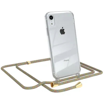 Produktbild von EAZY CASE Handykette kompatibel mit Apple iPhone XR, Handyhülle mit Umhängeband, Handykordel, Schutzhülle Clear, Band in Bunt