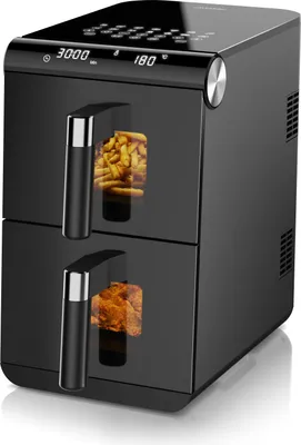 Arendo Heißluftfritteuse XXL, Doppelkammer, Dual Zone, 1700 Watt, 11,4 Liter, Dual Airfryer XXL, 2 Frittierbehälter, separat anwählbar, Sync und Match-Funktion, 13 Programme, Timer
