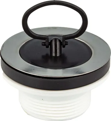 A close-up studio shot of a drain valve with a stopper.