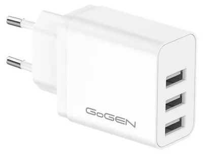 Imagen del producto de Cargador de pared GoGEN ACH301W, 3 puertos USB-A, 15,5 W, color blanco